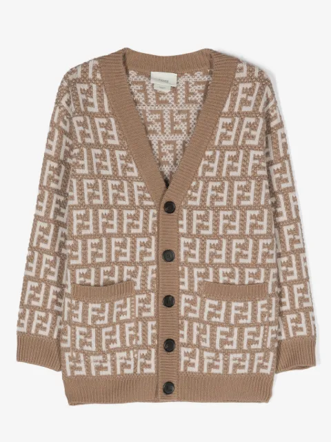 Fendi Kids cardigan en maille intarsia à col v