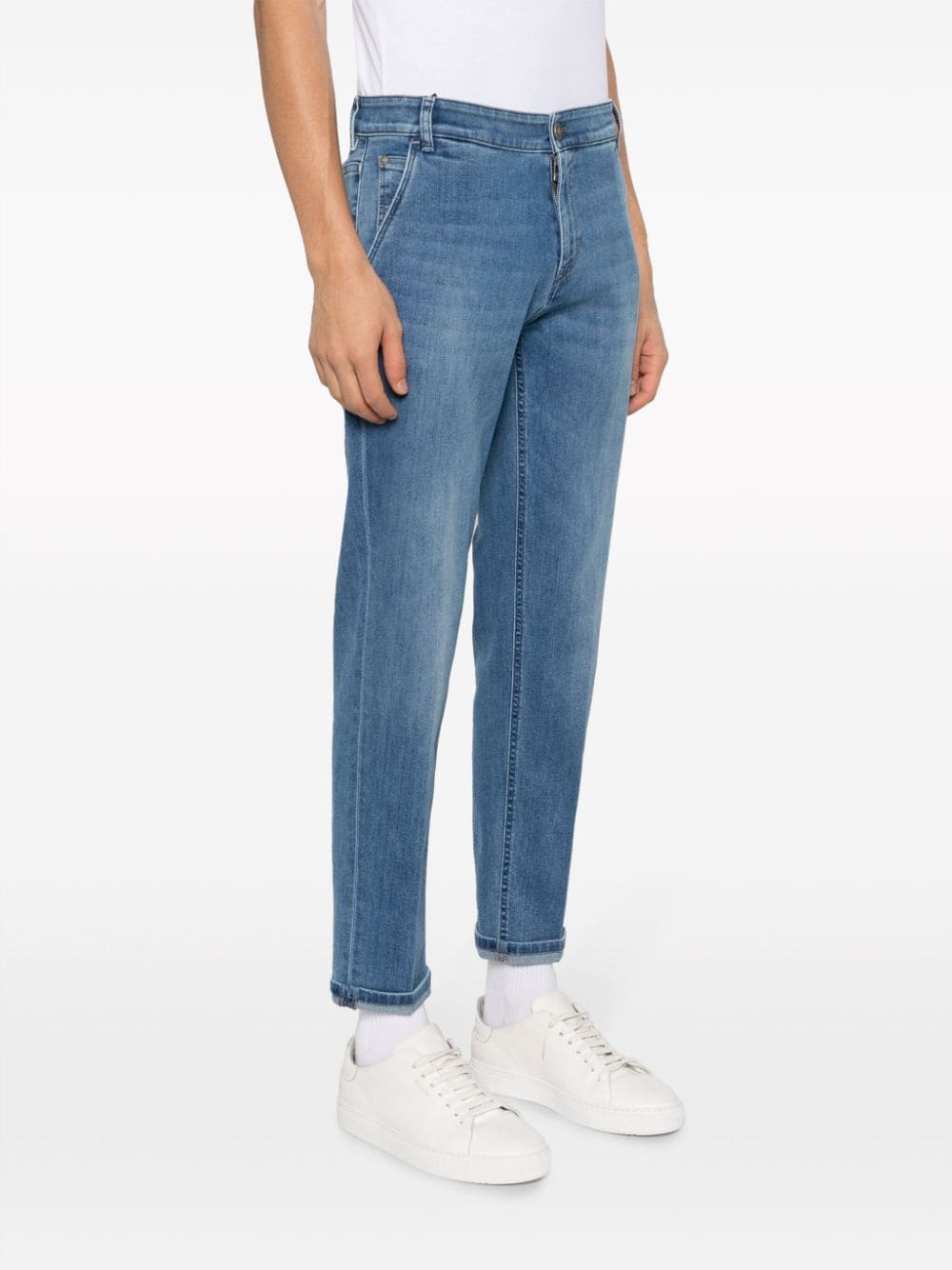 Shop Pt Torino Tapered-leg Cropped Jeans In Blue