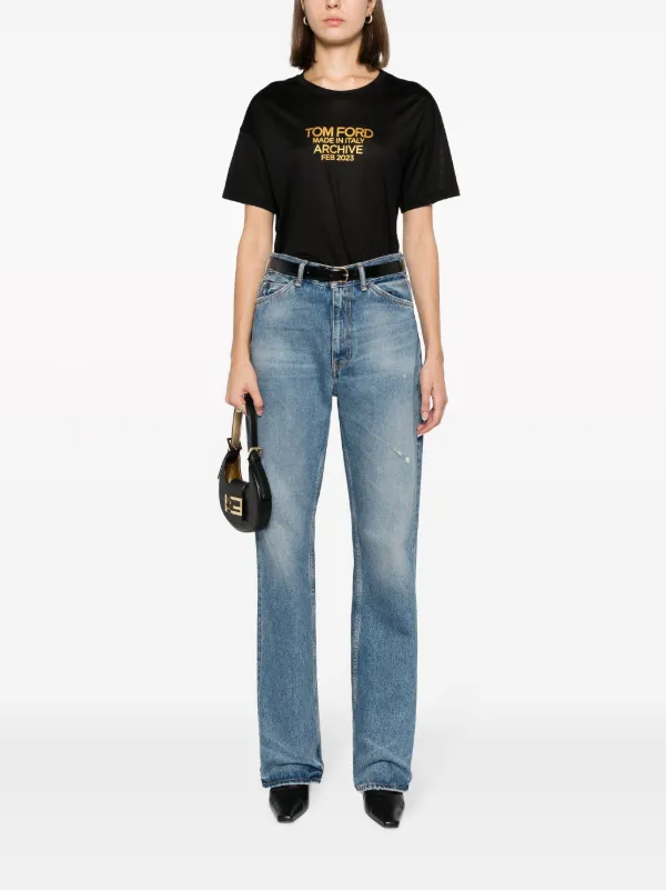 TOM FORD logo-print Silk T-shirt | Black | FARFETCH