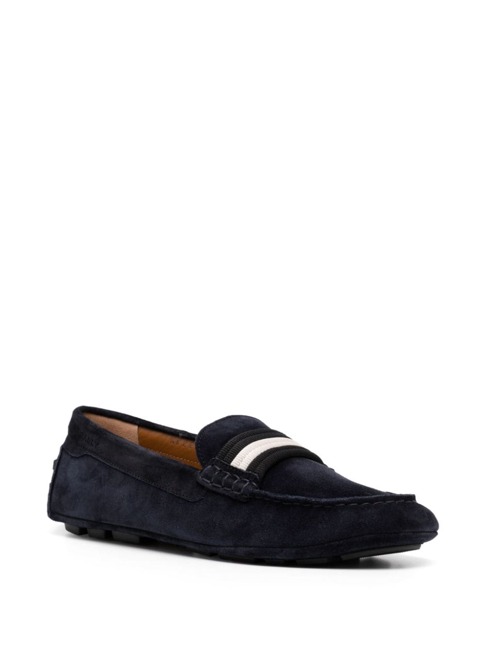 Shop Bally Striped-edge Suede Loafers In Blue