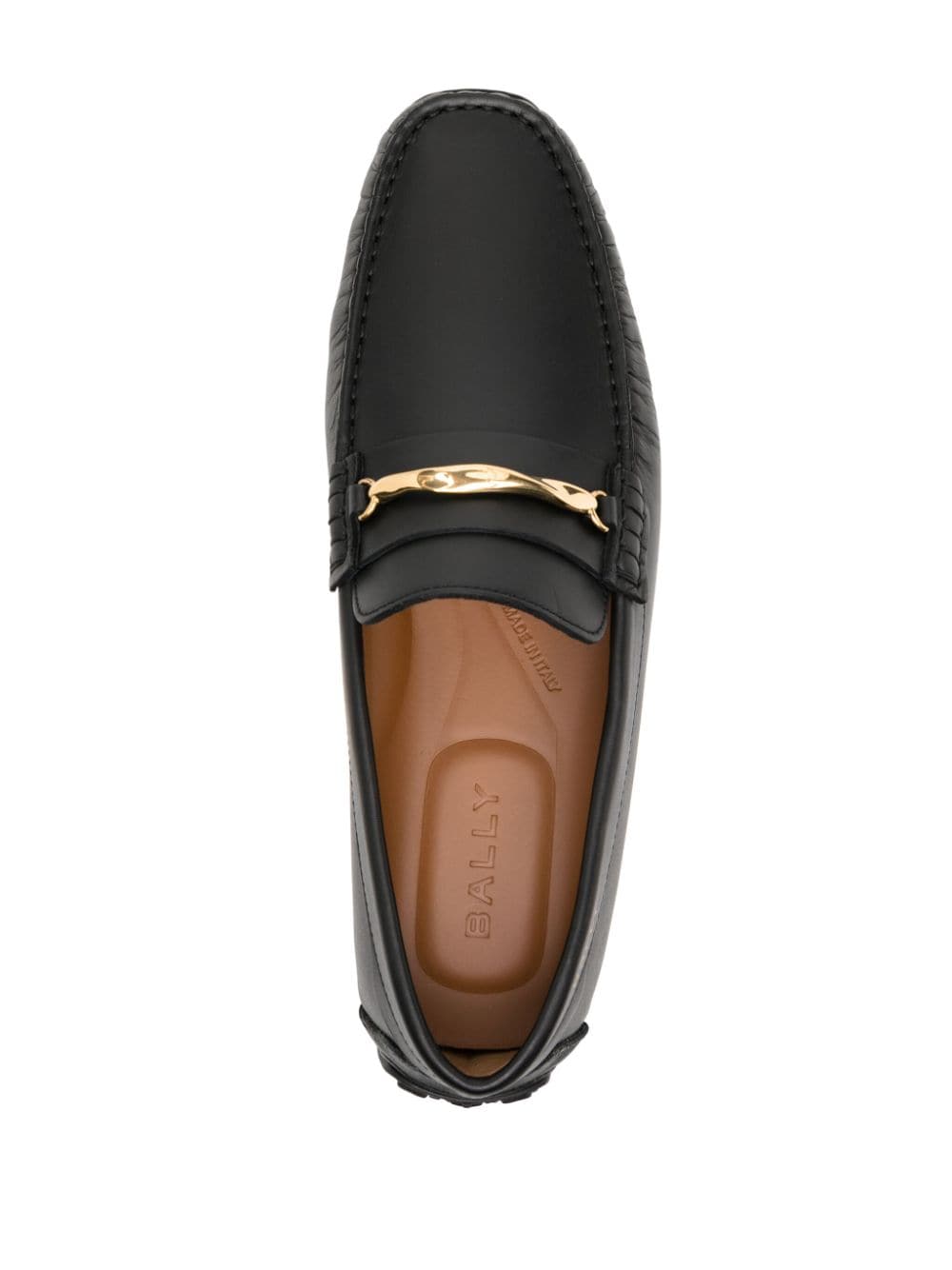 Shop Bally Almond-toe Leather Loafers In Black