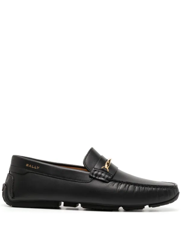 Bally almond toe Leather Loafers Black FARFETCH CA