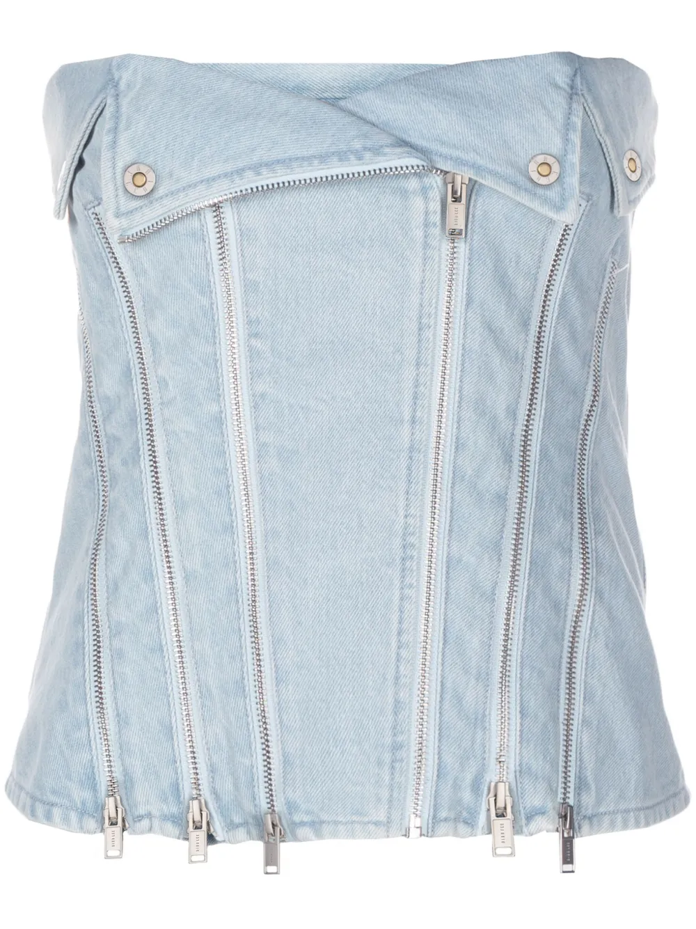 Dion Lee Zippered Denim Bustier In Blue