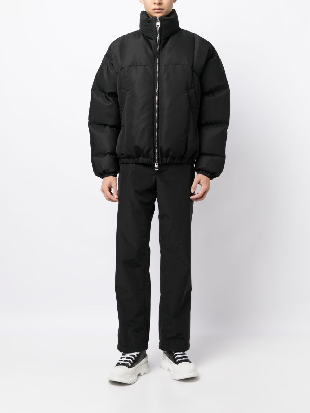 Shop Alexander Mcqueen Cut Seal Embroidered Puffer Jacket In Black