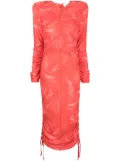 CANNARI CONCEPT ruched long-sleeved midi dress - Red