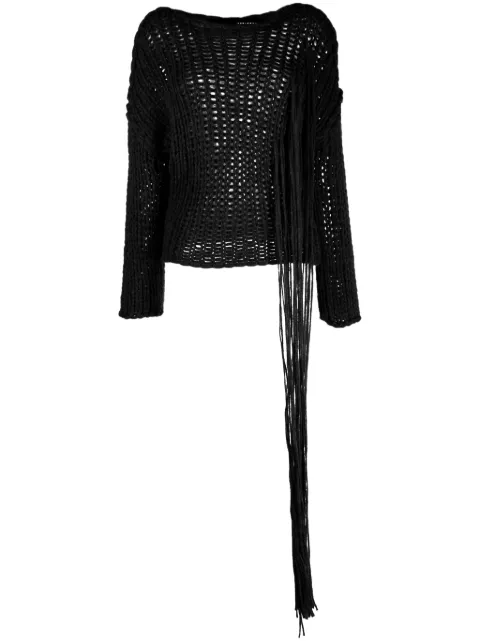 Isabel Benenato macramé-detail crochet-knit jumper