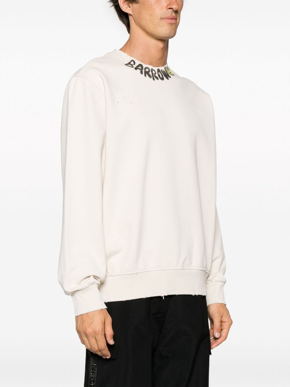 Shop Barrow Logo-print Cotton Sweatshirt In Neutrals