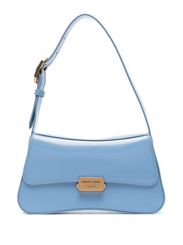 Emporio Armani Women's Brushed Leather Hobo Bag - Blue - Hobo Bags