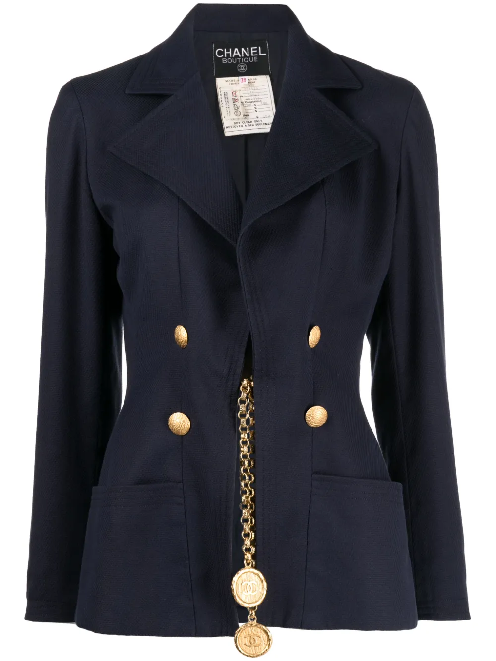 CHANEL Pre-Owned logo-plaque cotton blazer