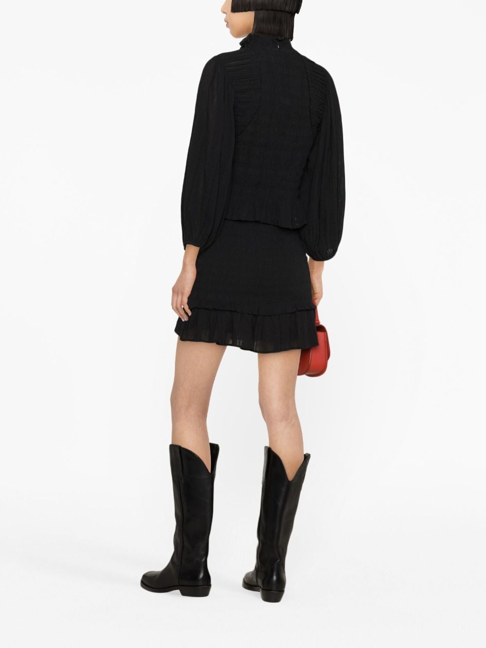 Shop Marant Etoile Idris Ruffle-smocked Blouse In Black