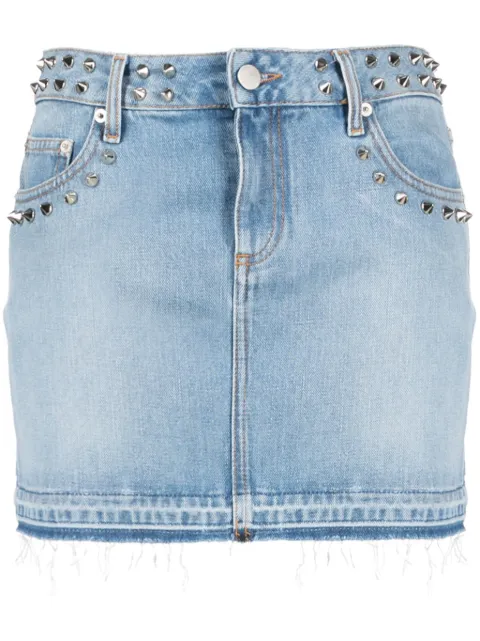 Alessandra Rich studded frayed denim miniskirt