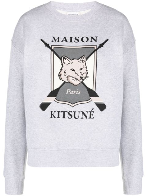 Maison Kitsune fox-motif melange cotton sweatshirt Women