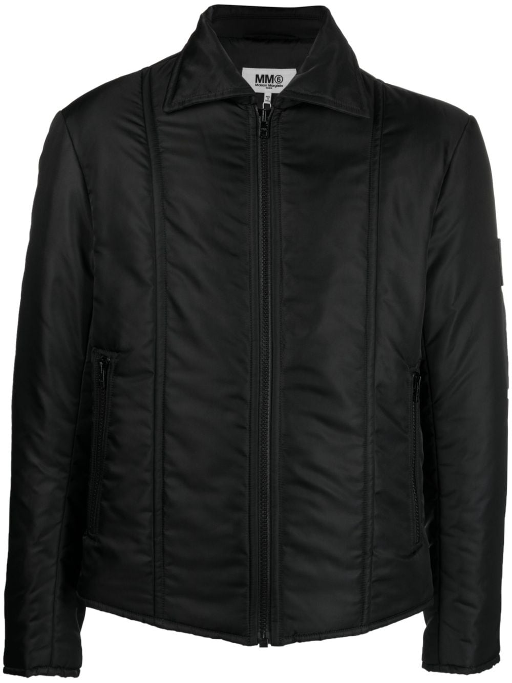 Mm6 Maison Margiela Contrasting-stitch Zip-up Jacket In Black