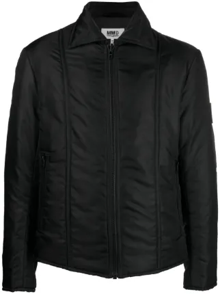 MM6 Maison Margiela contrasting-stitch zip-up Jacket | Black 