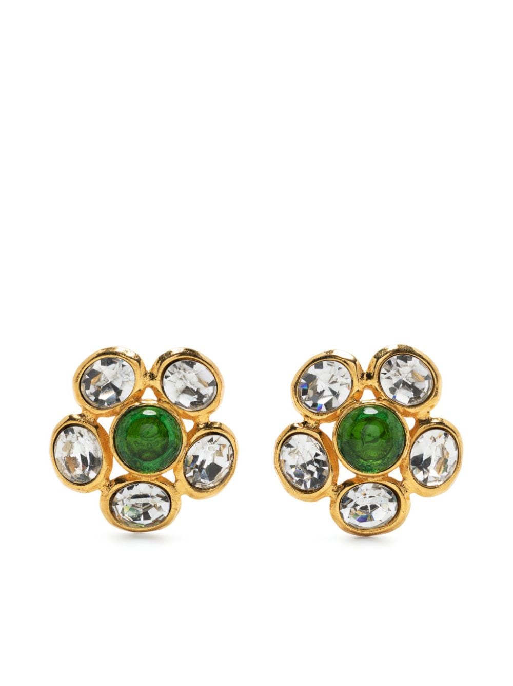 Pre-owned Chanel Flower Clip-on Earrings In Gold