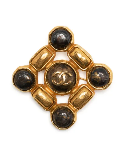 CHANEL Pre-Owned CC stone brooch