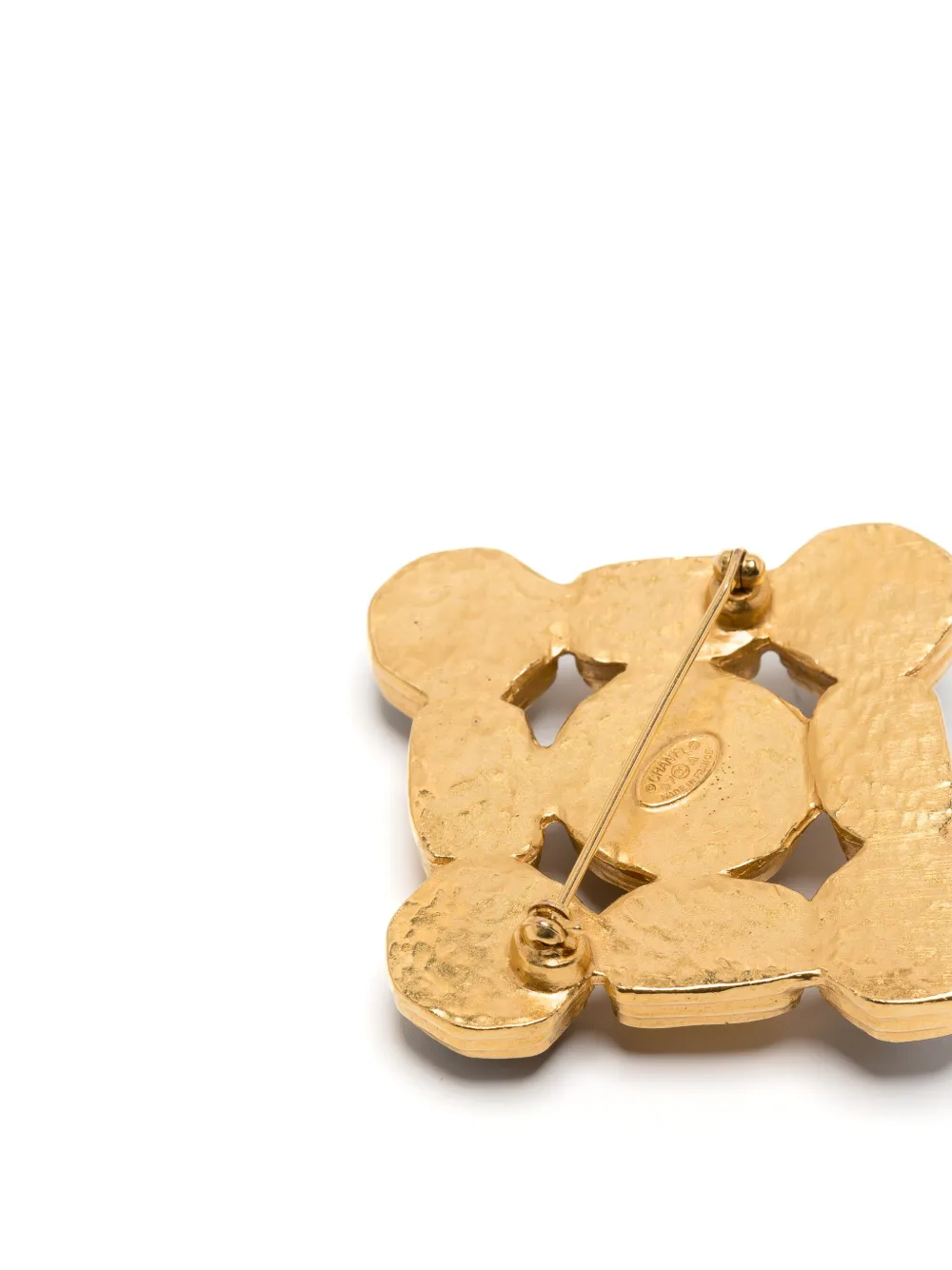 Pre-owned Chanel Cc Stone Brooch In Gold