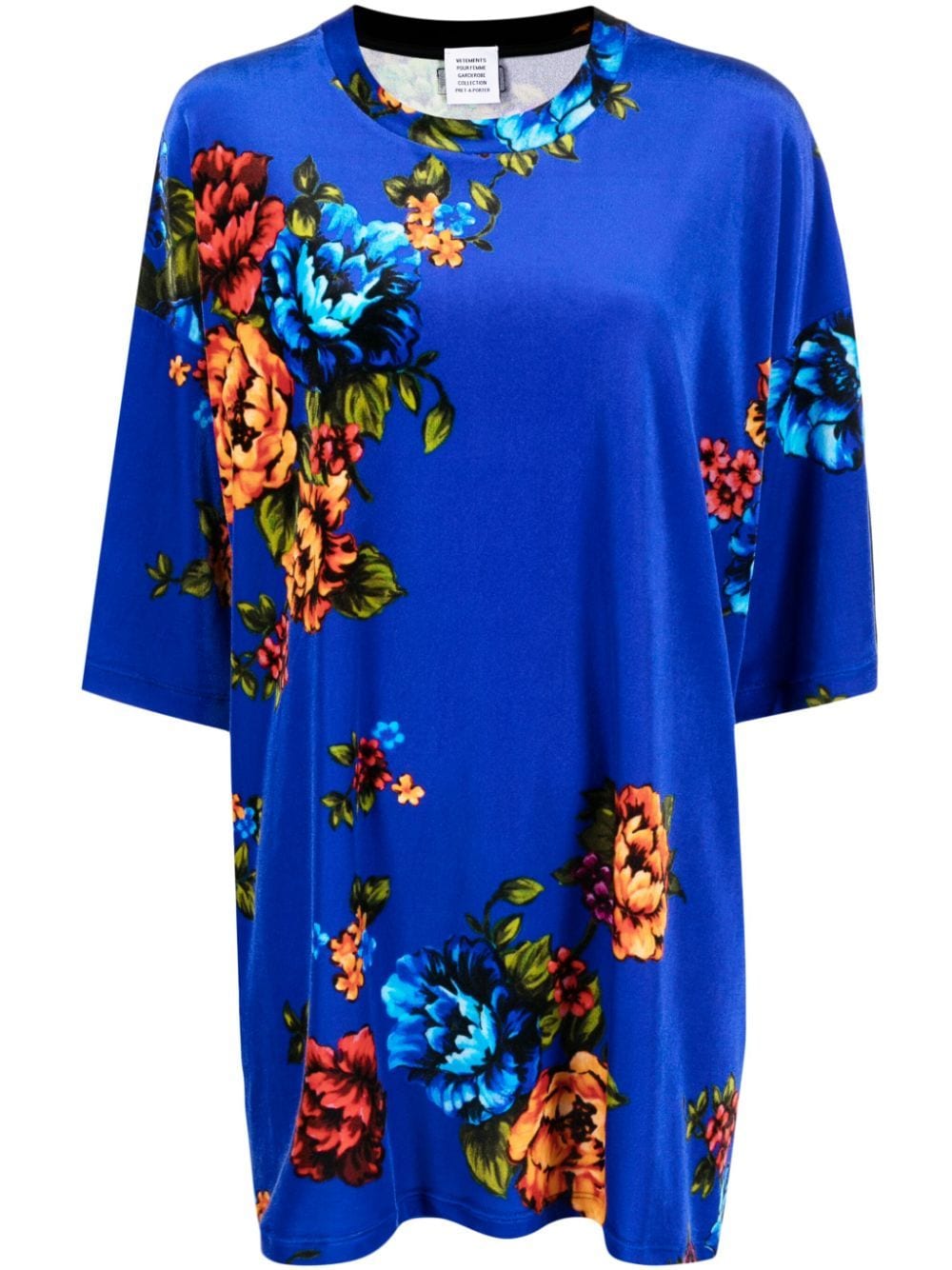 Shop Vetements Floral-print Short-sleeve Blouse In Blue