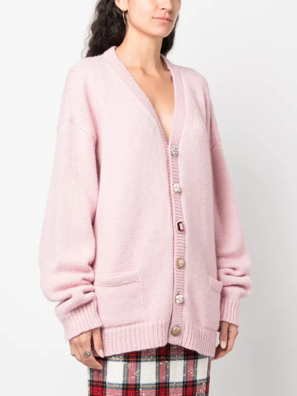 Rib-knit cardigan - Pink - Ladies