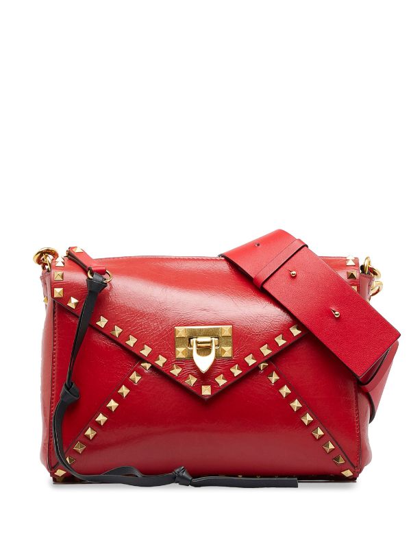 Valentino Garavani Rockstud - Pre-owned Women's Leather Cross Body Bag - Red - One Size