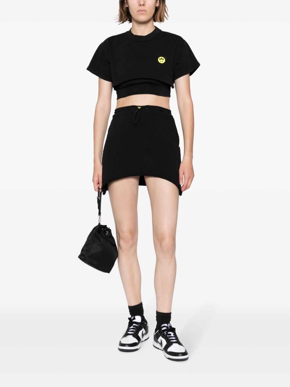 Shop Barrow Drawstring-fastening Cotton Miniskirt In Black