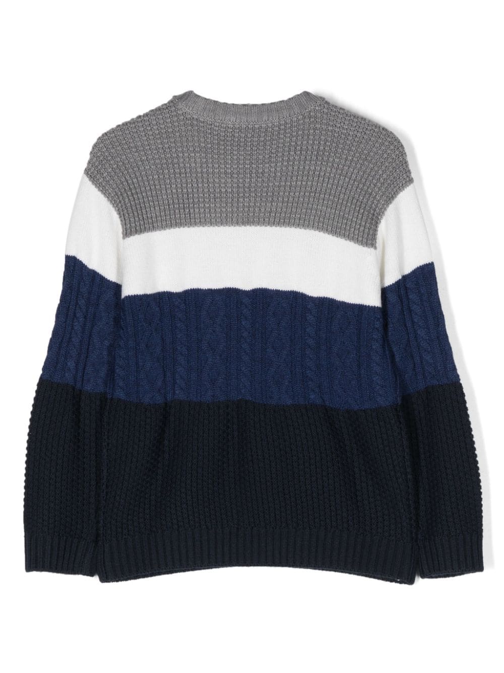 Shop Emporio Armani Intarsia Knit-logo Striped Jumper In Grey