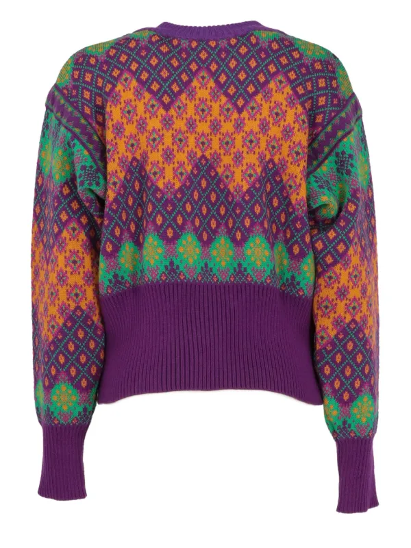 Saint Laurent Pre-Owned 1980s intarsia-knit Wool Jumper Purple FARFETCH  IN