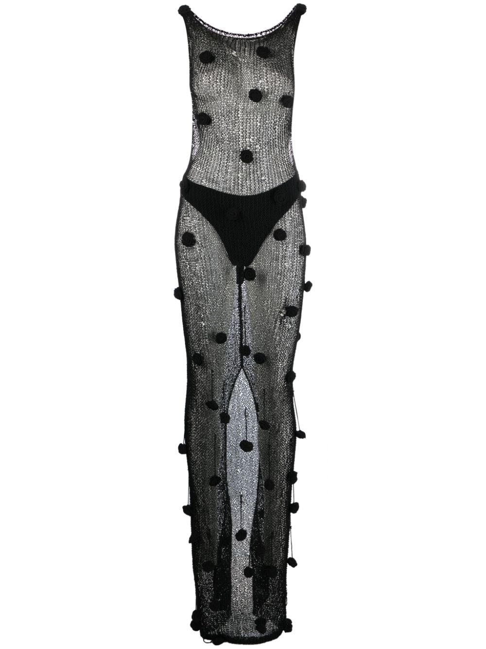 Magda Butrym Flower-appliqué Crochet Maxi Dress In Black