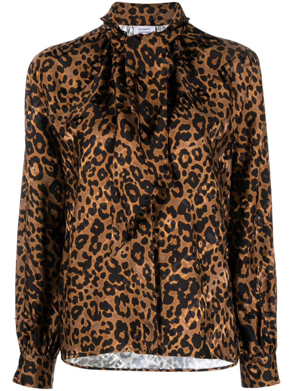 VETEMENTS leopard-print tie-neck blouse – Black