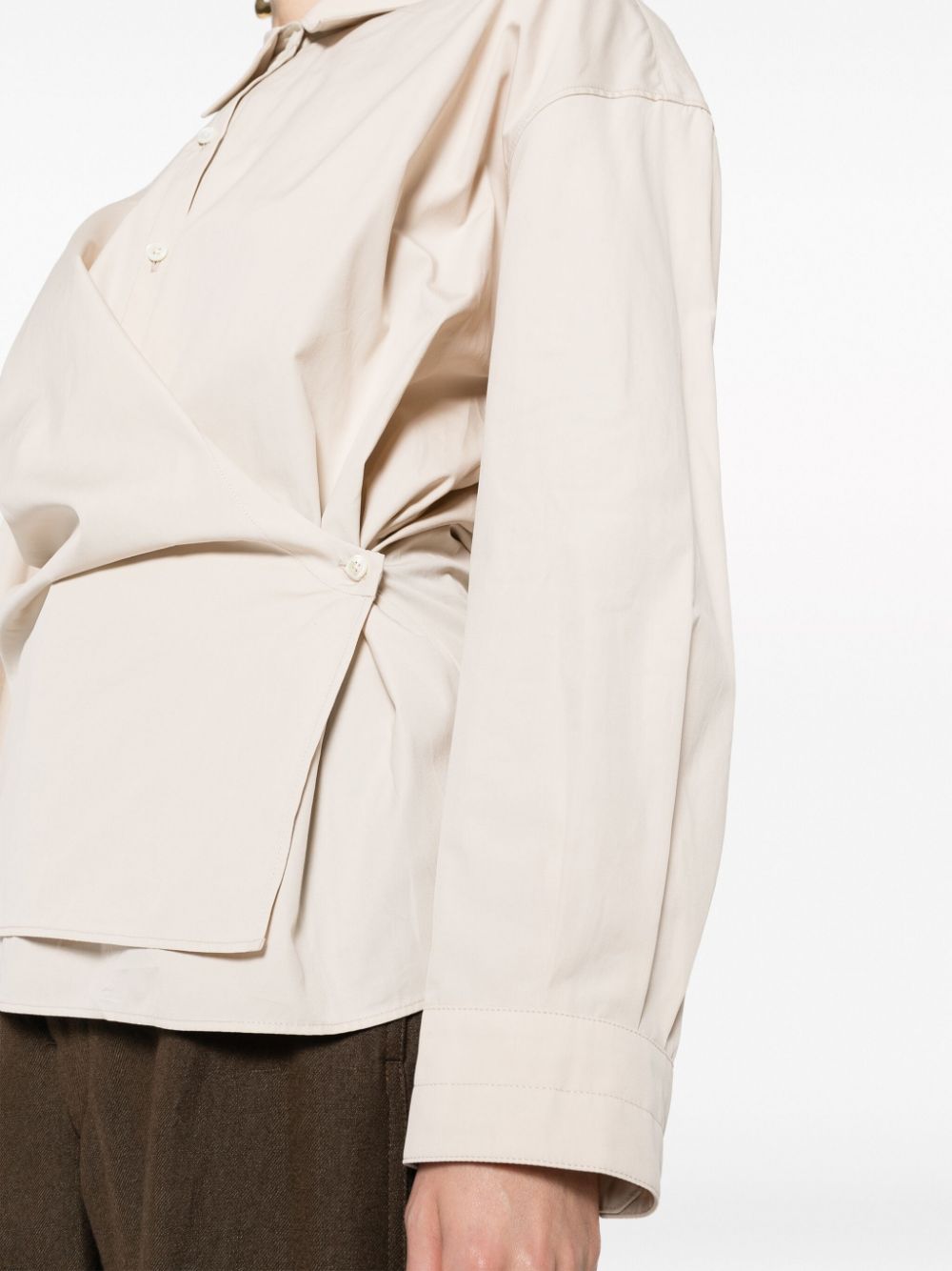 Shop Lemaire Twisted Asymmetric Shirt In Neutrals