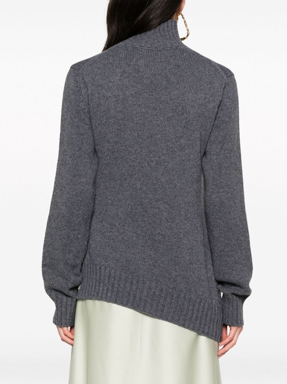 Shop Jil Sander Waffle-knit Asymmetric Jumper In Grey