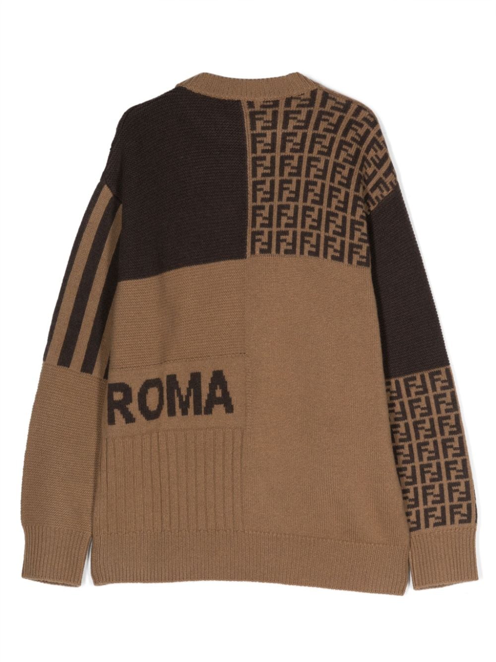 Shop Fendi Intarsia-knit Ff-logo Jumper In Brown