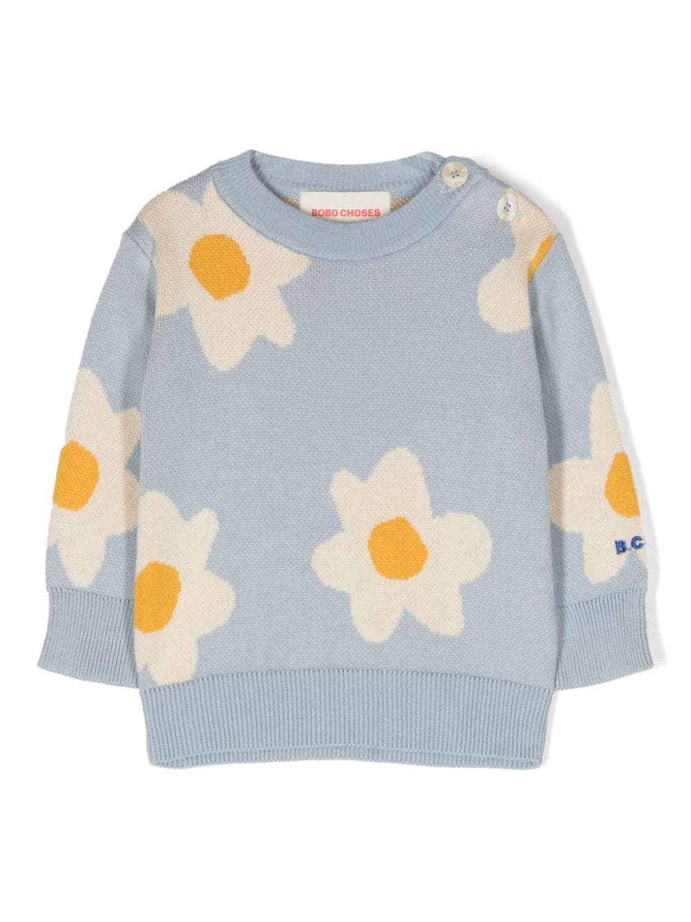 Bobo Choses Baby Big Flower All Over Cotton Jumper In Blue