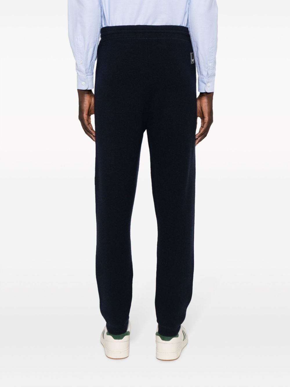 Shop Emporio Armani Straight-leg Knitted Trousers In Blue