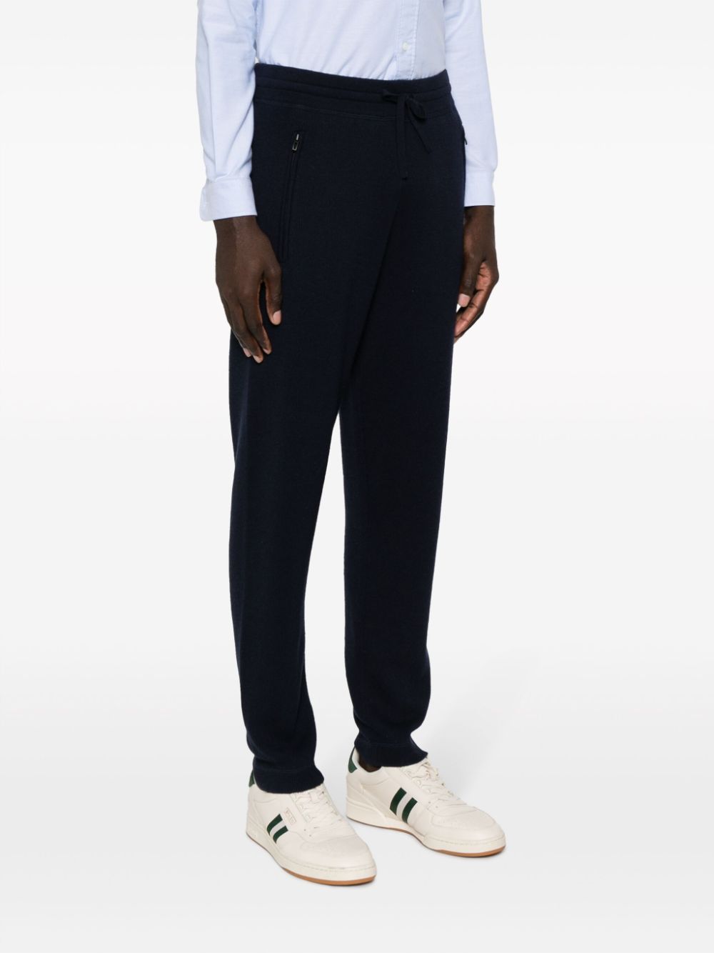 Shop Emporio Armani Straight-leg Knitted Trousers In Blue