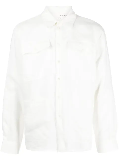 Isabel Benenato flap-pocket panelled linen shirt