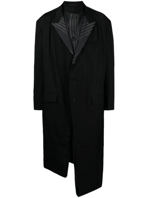 Manteau asymétrique à doublure rayée - Yohji Yamamoto - Modalova