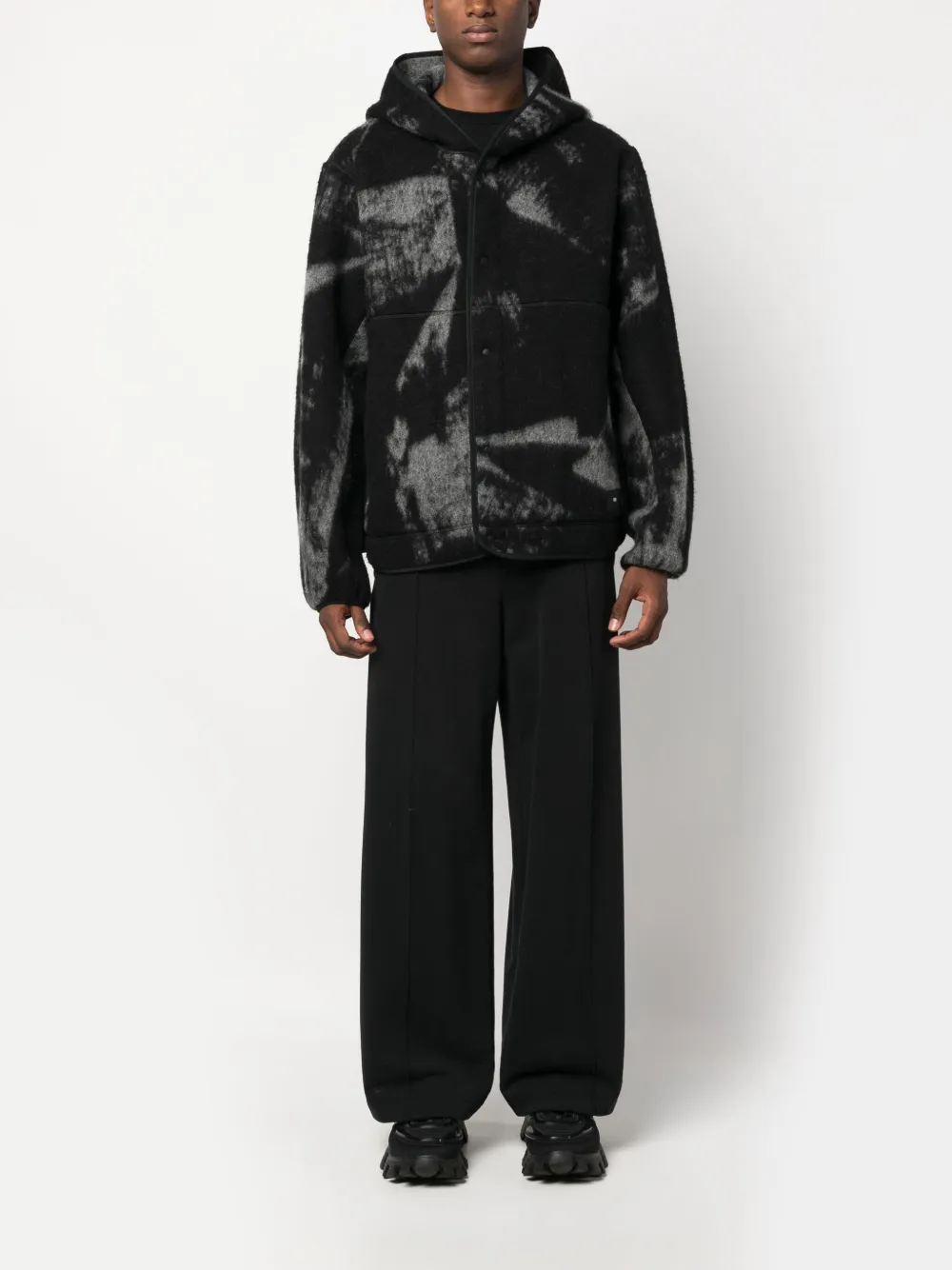 Y-3 hooded wool-blend jacket - Zwart