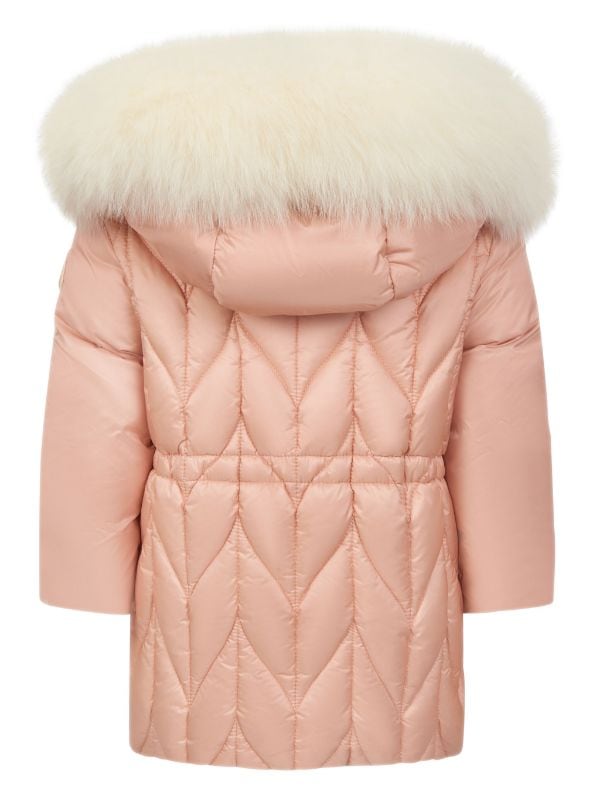 Pink moncler coat discount with fur hood