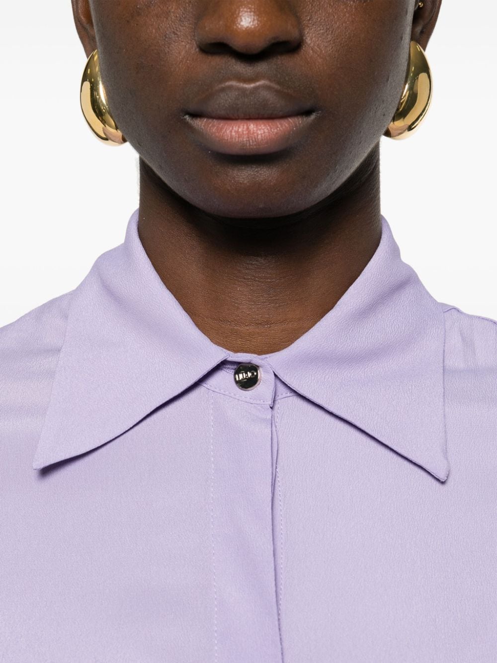 Shop Liu •jo Crepe-de-chine Shirt In Purple