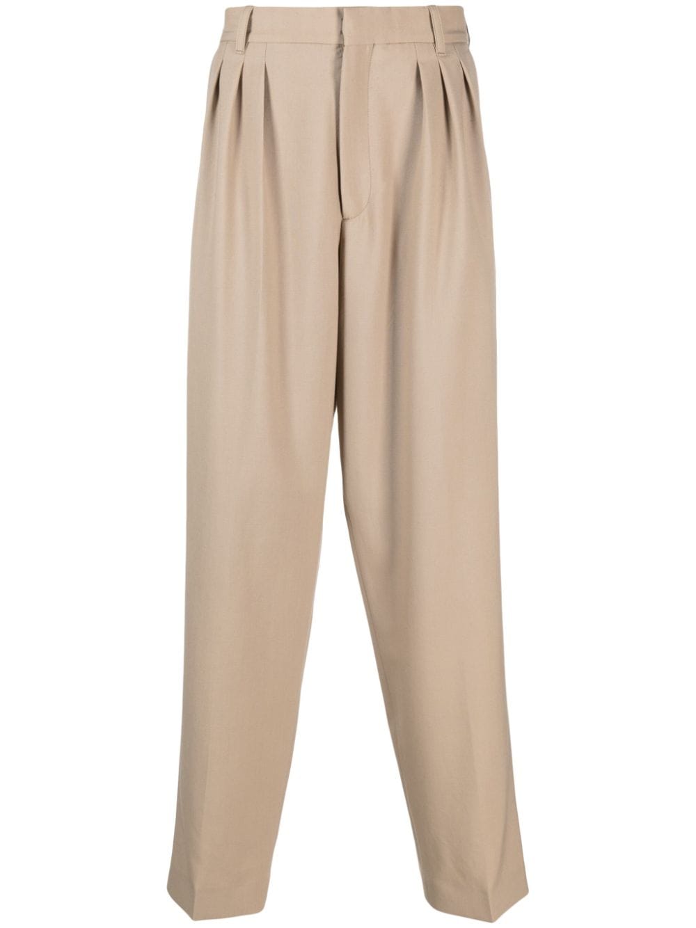 kenzo pantalon de costume à design plissé - tons neutres