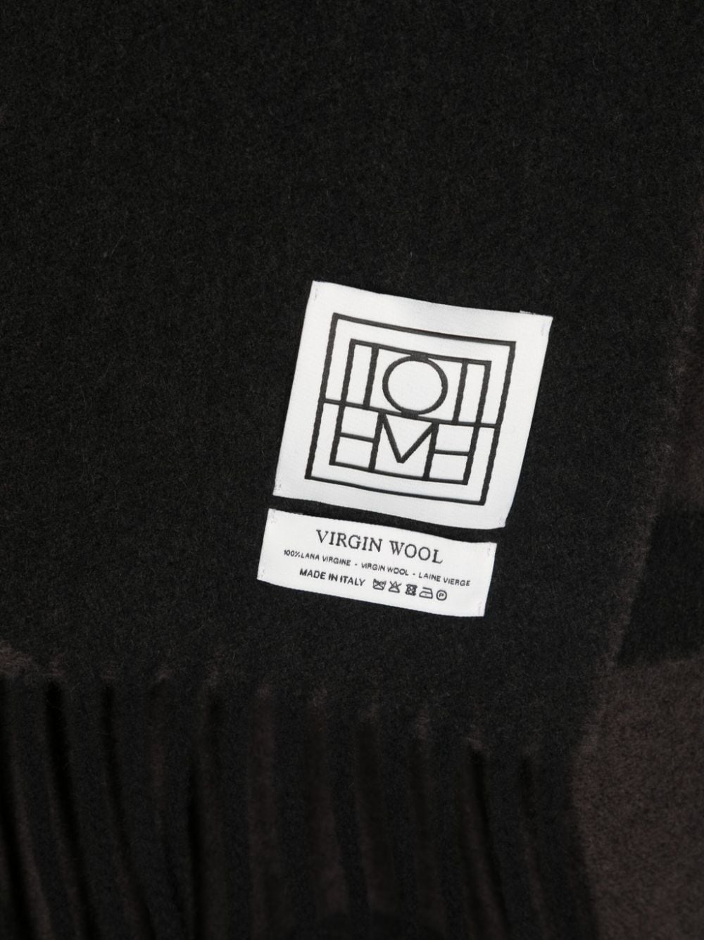 Shop Totême Monogram Jacquard Wool Scarf In Black