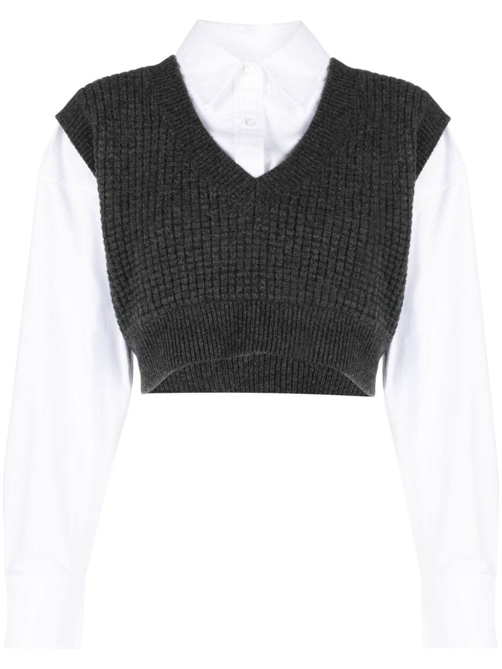 Alexander Wang Layered Knitted Vest In Grey