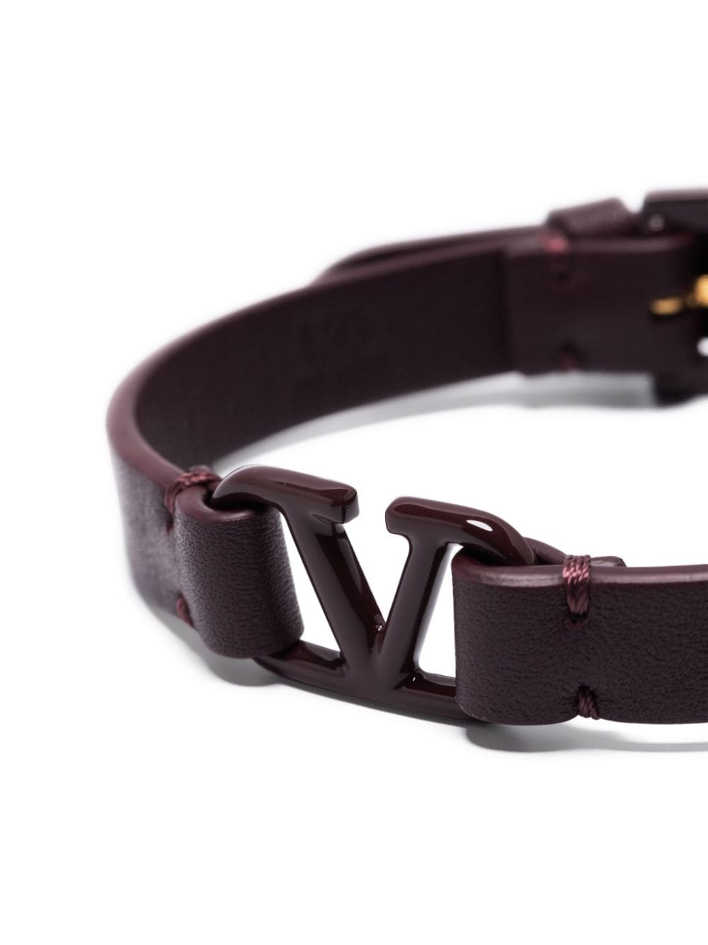 Shop Valentino Vlogo Signature Leather Bracelet In Purple