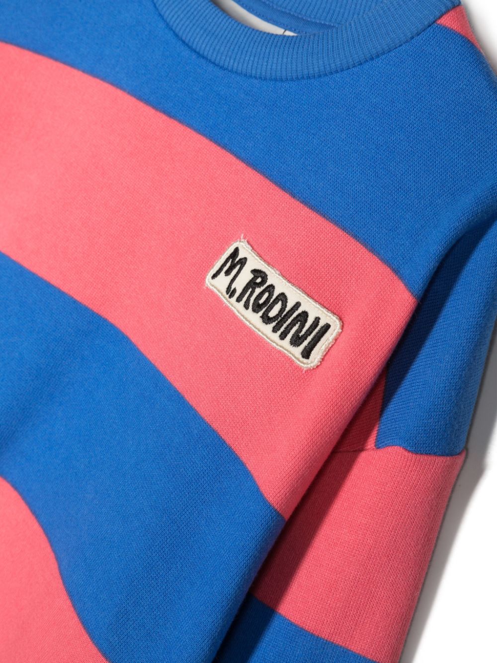 Shop Mini Rodini Logo-patch Striped Cotton Jumper In Pink