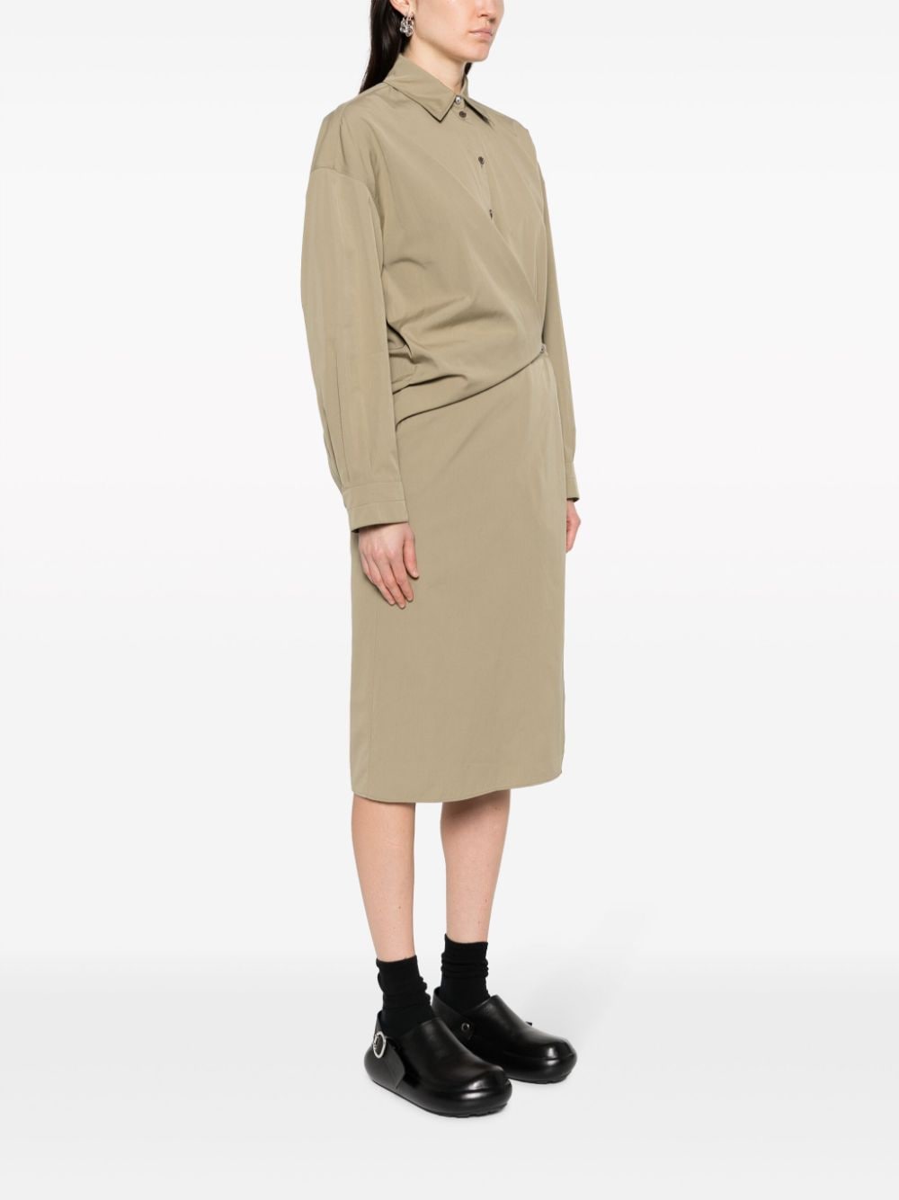 Shop Lemaire Button-up Midi Dress In Green