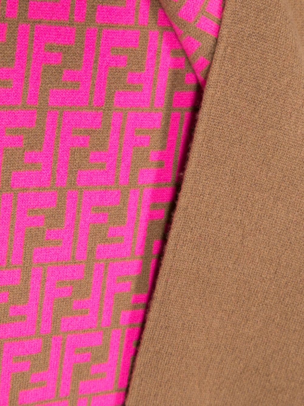 Shop Fendi Intarsia-knit Ff-logo Scarf In Pink