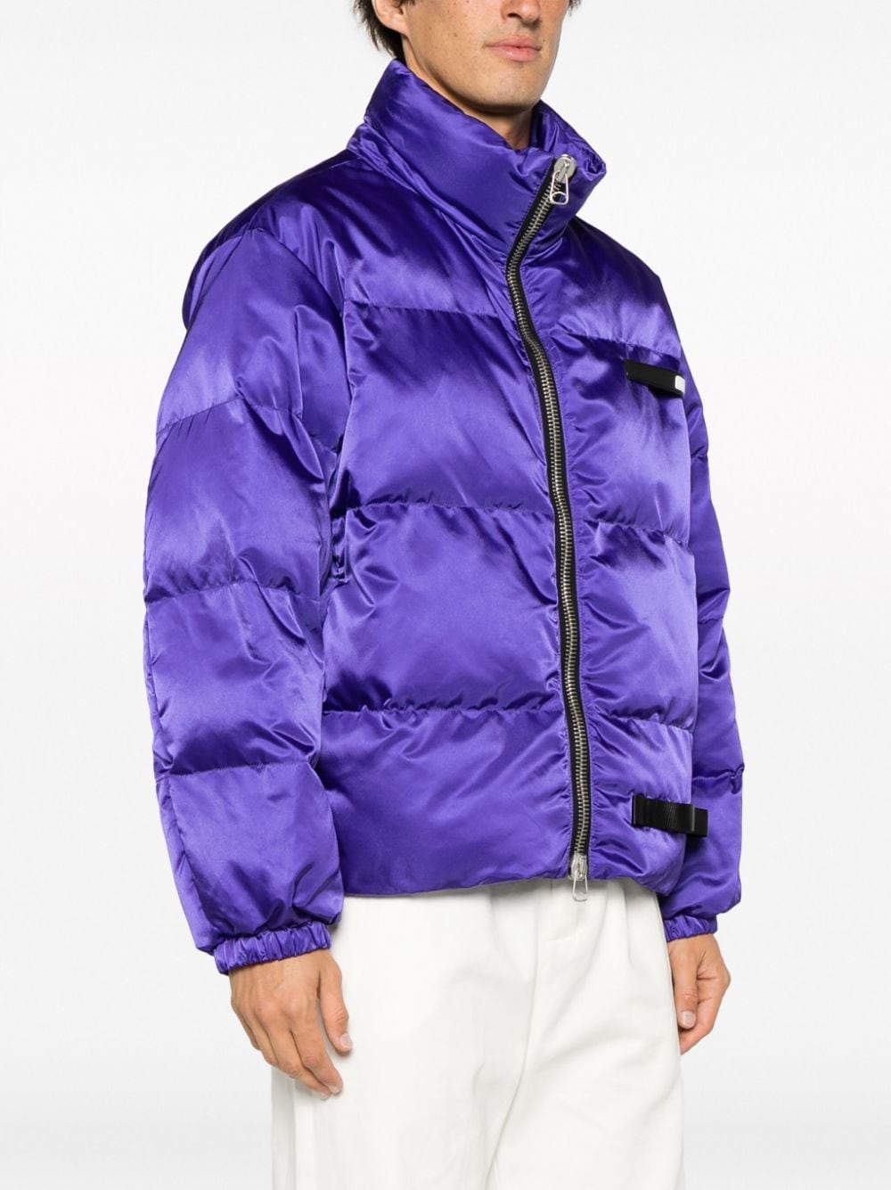 Shop Oamc Zip-up Padded Jacket In Purple