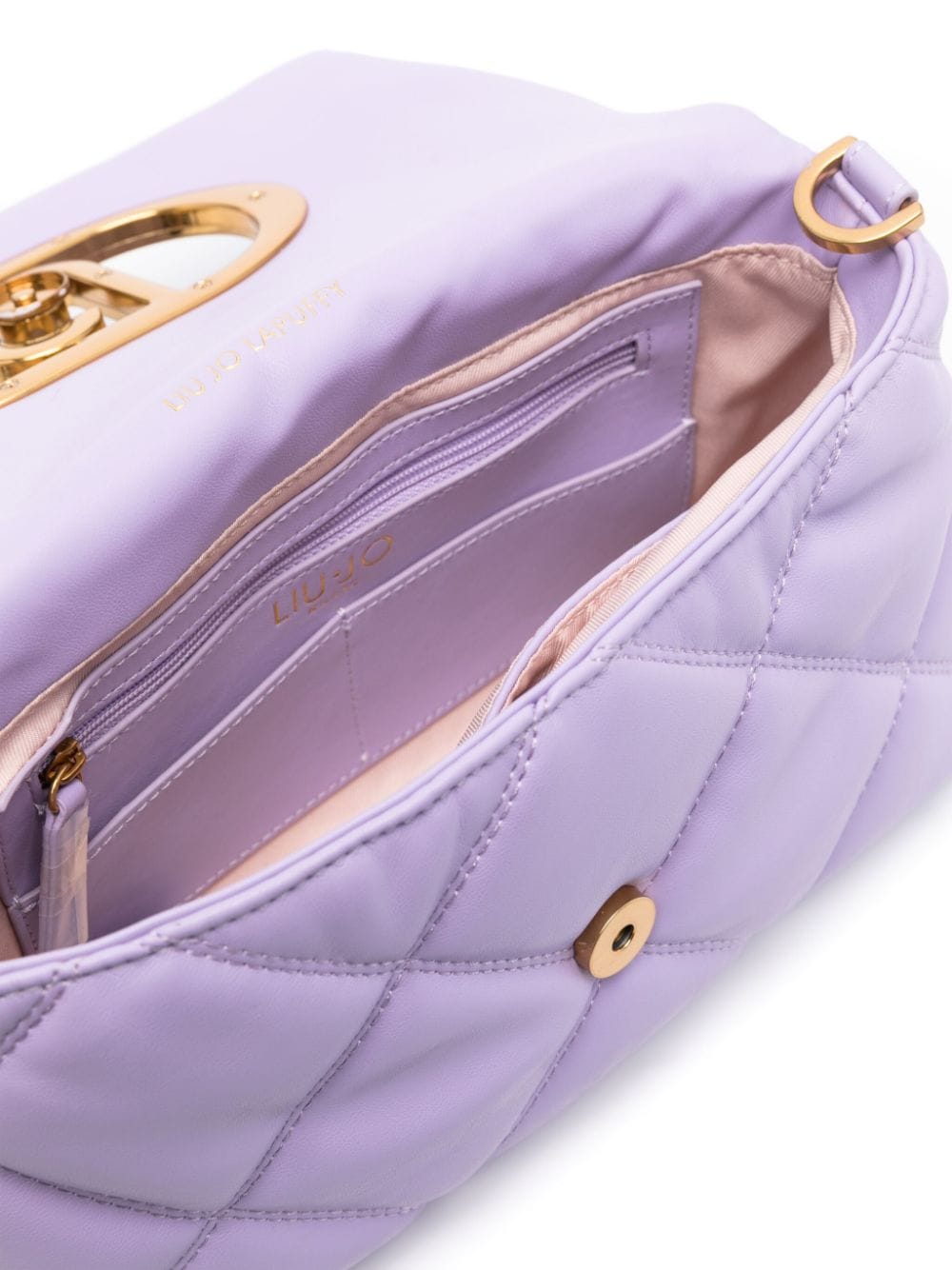 Shop Liu •jo Lapuffy Crossbody Bag In Purple