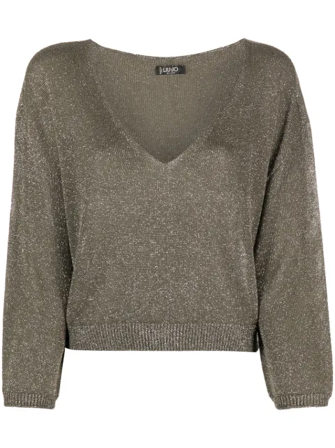 LIU JO V-neck metallic-threading top